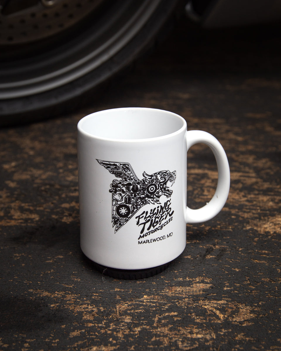 Exploded Tiger Mug - by Dan Zettwoch – Flying Tiger Motorcycles