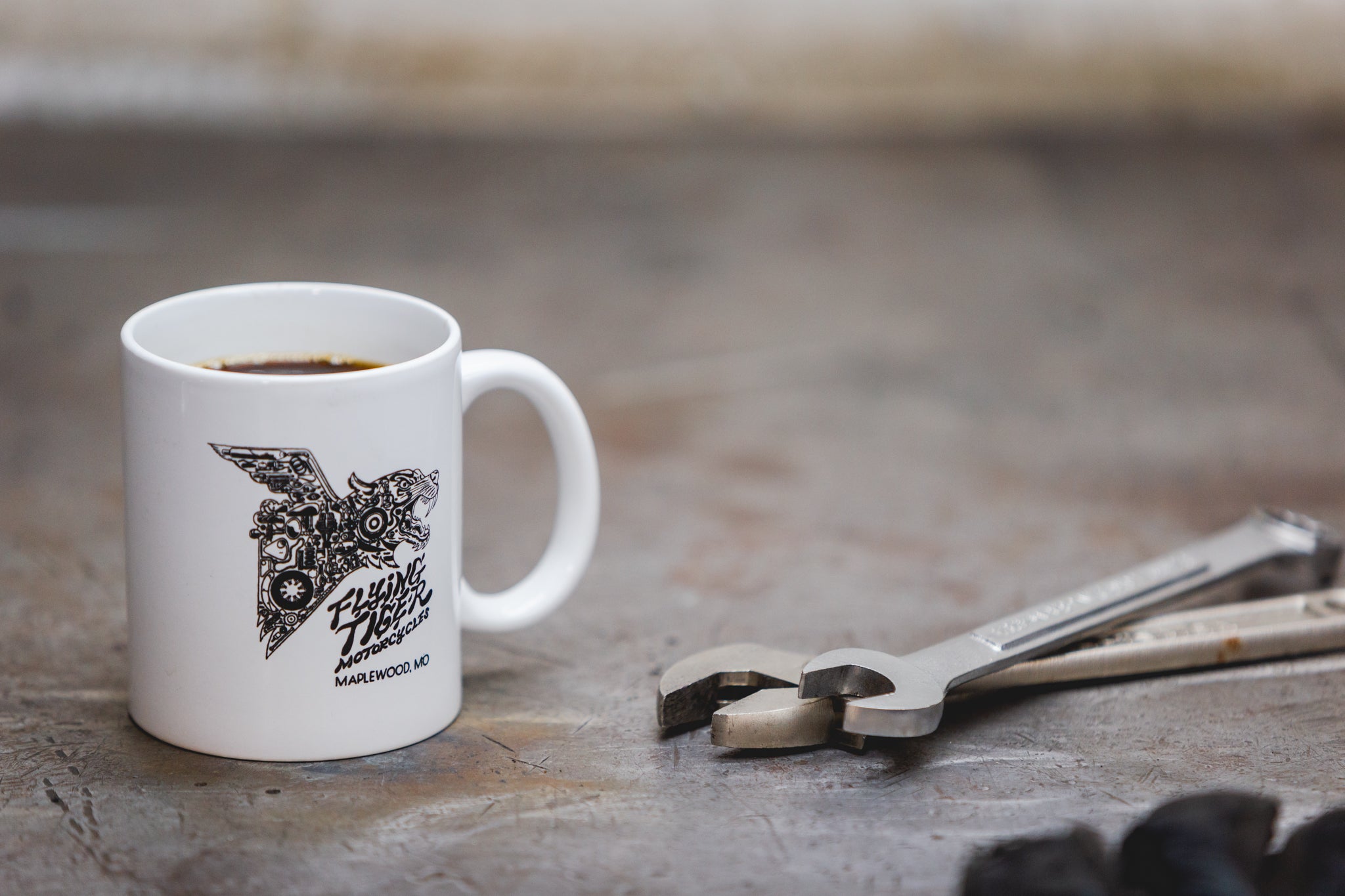 Exploded Tiger Mug - by Dan Zettwoch – Flying Tiger Motorcycles